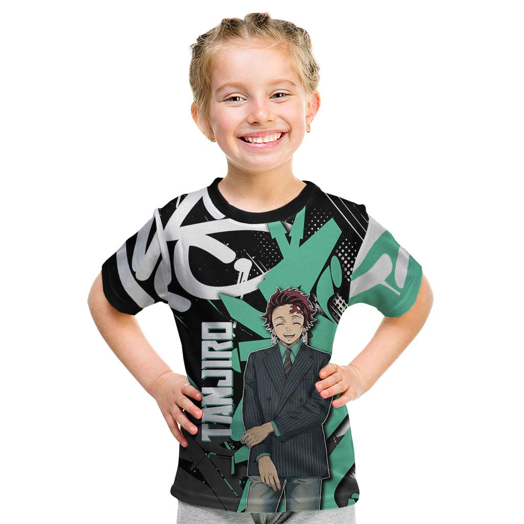 Kamado Tanjiro Demon Slayer Kid T Shirt Black Graffiti Anime Graphic