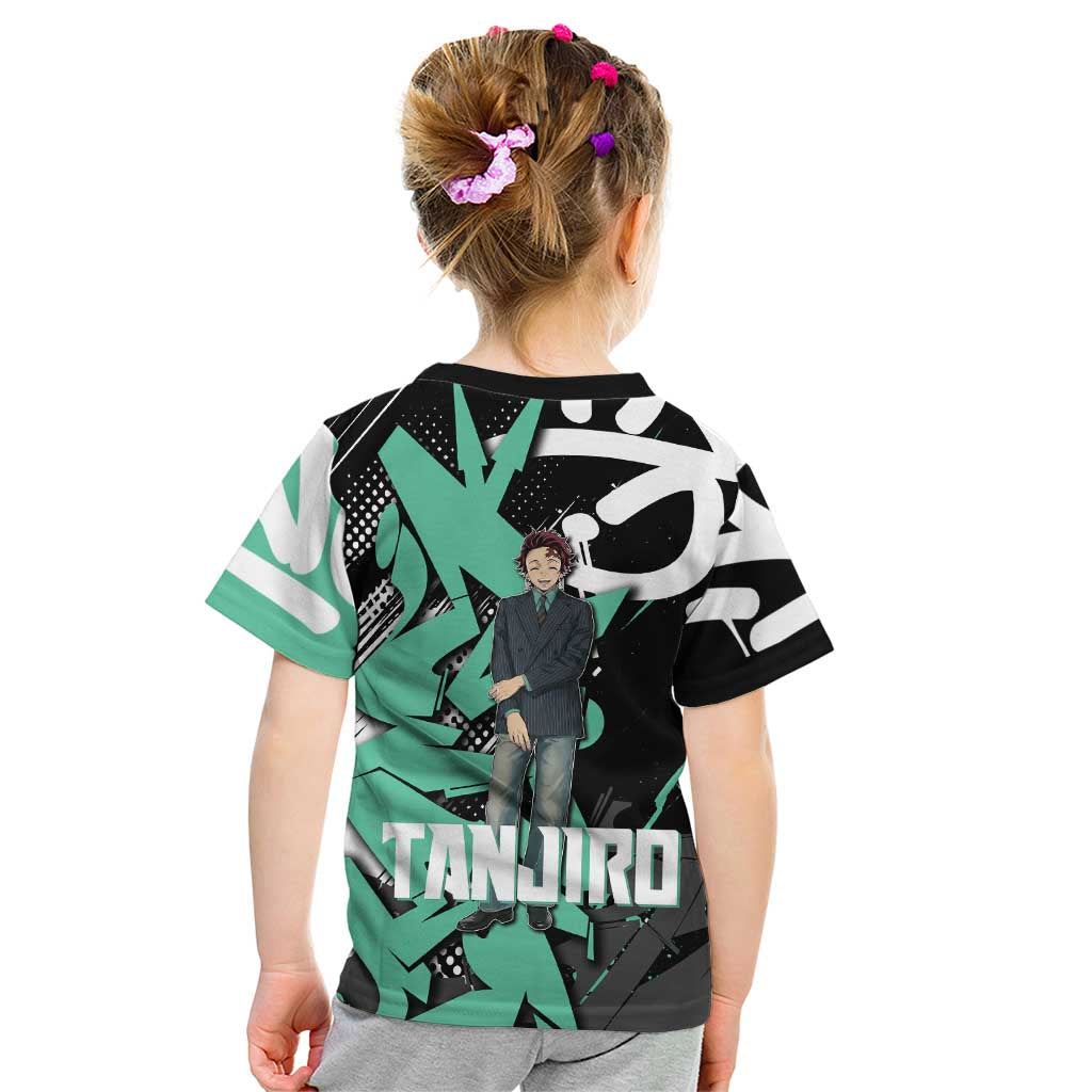 Kamado Tanjiro Demon Slayer Kid T Shirt Black Graffiti Anime Graphic