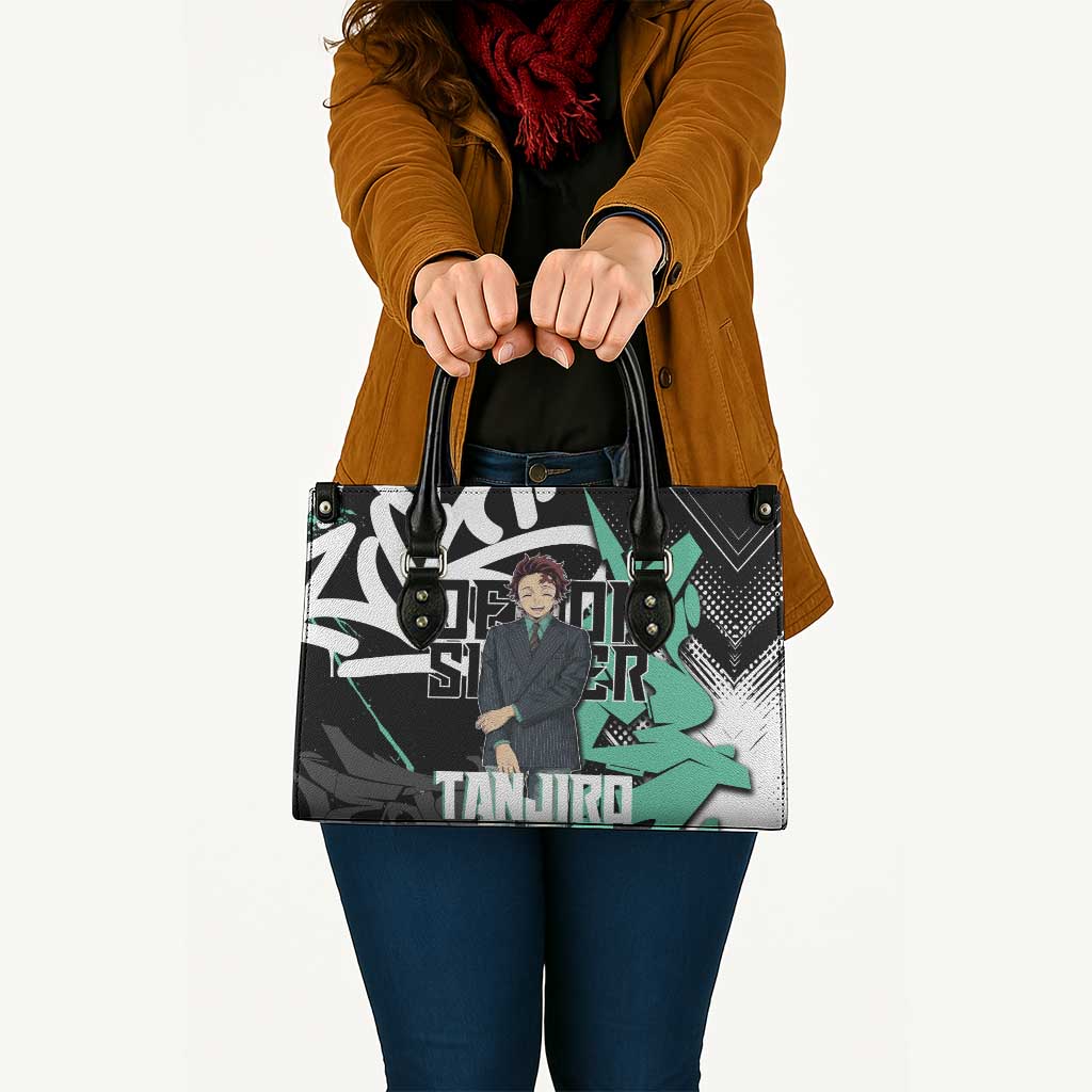 Kamado Tanjiro Demon Slayer Leather Bag Black Graffiti Anime Graphic