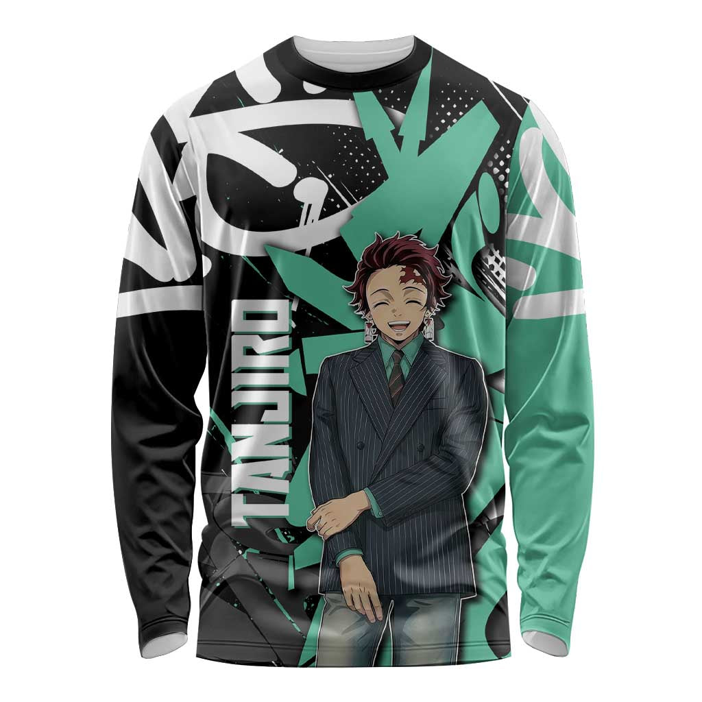 Kamado Tanjiro Demon Slayer Long Sleeve Shirt Black Graffiti Anime Graphic