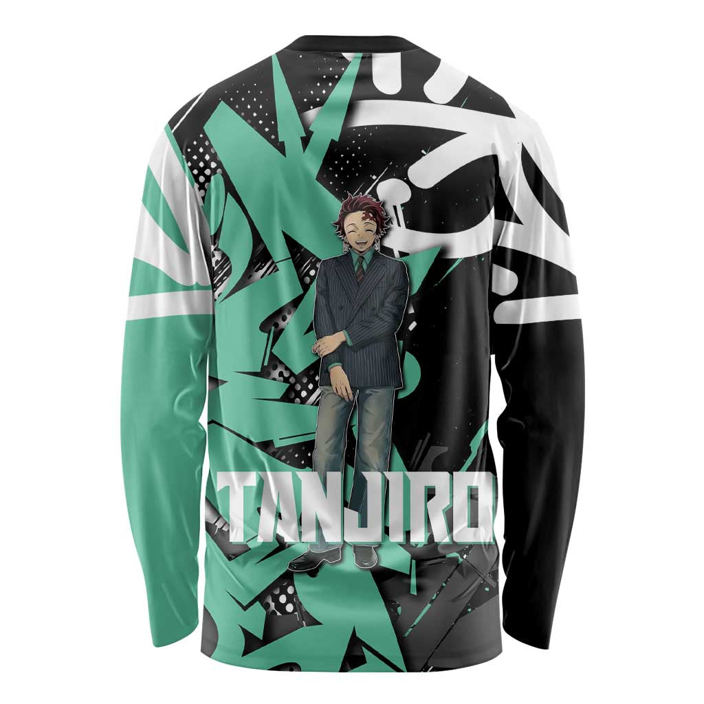 Kamado Tanjiro Demon Slayer Long Sleeve Shirt Black Graffiti Anime Graphic