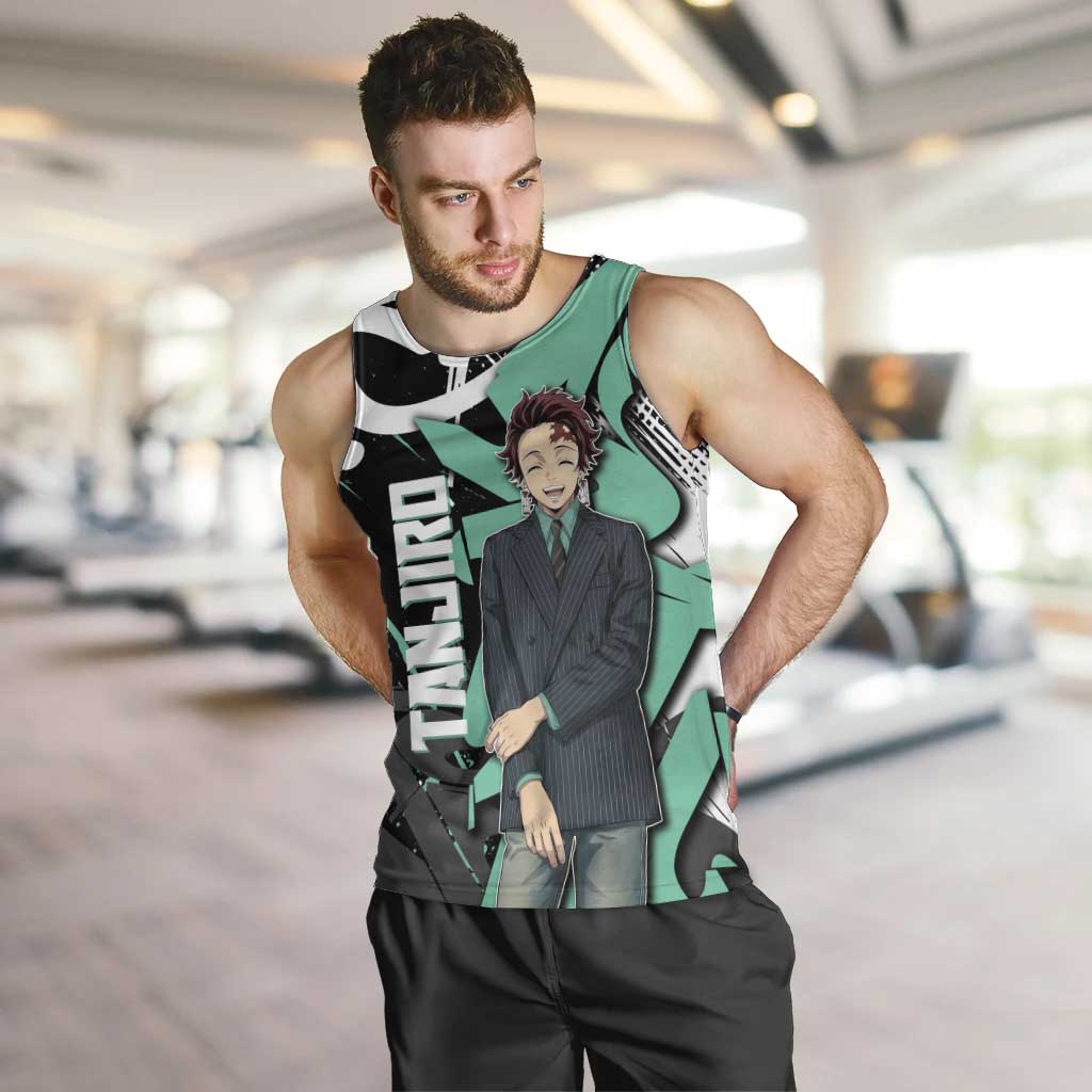 Kamado Tanjiro Demon Slayer Men Tank Top Black Graffiti Anime Graphic