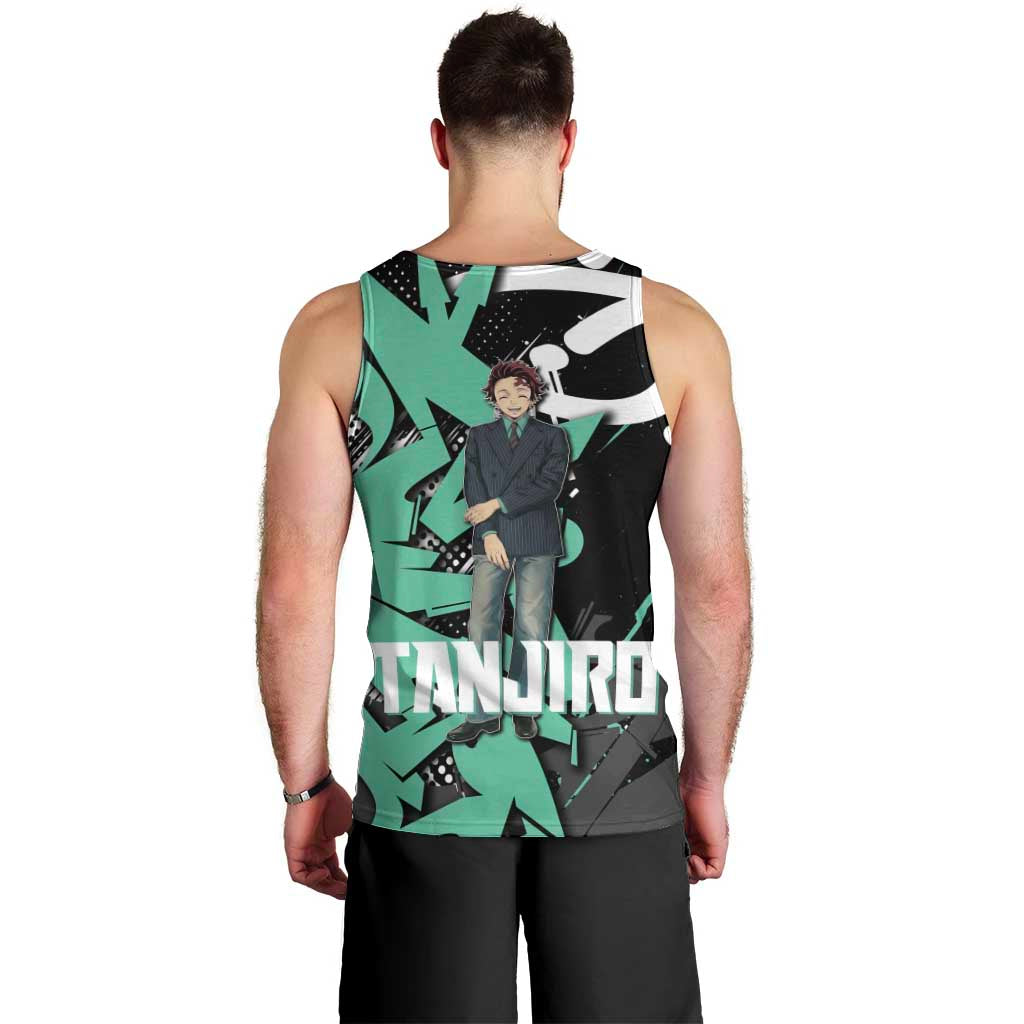 Kamado Tanjiro Demon Slayer Men Tank Top Black Graffiti Anime Graphic