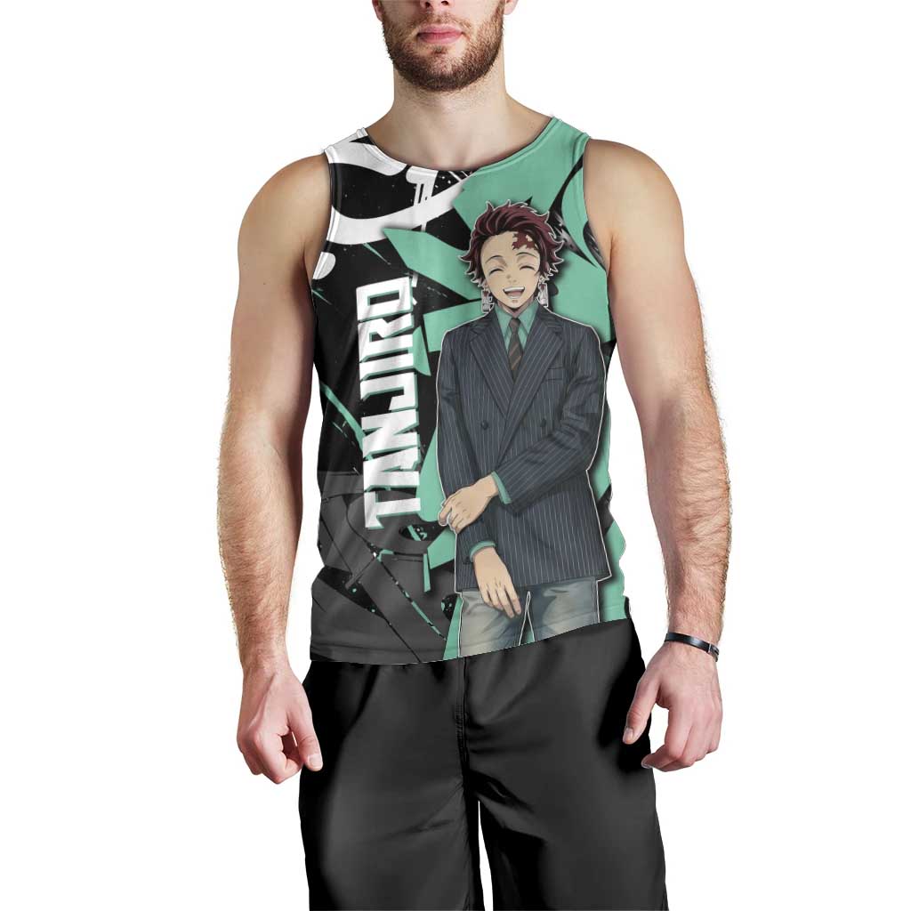 Kamado Tanjiro Demon Slayer Men Tank Top Black Graffiti Anime Graphic