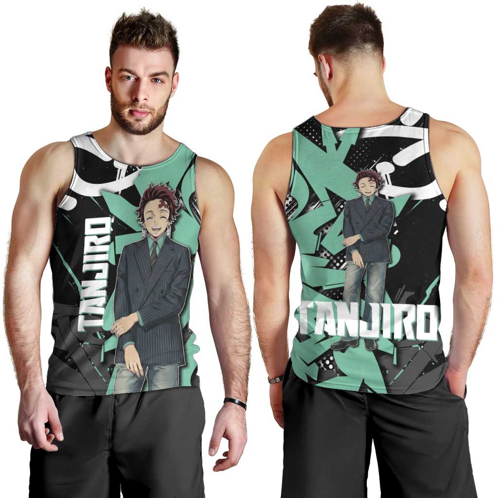 Kamado Tanjiro Demon Slayer Men Tank Top Black Graffiti Anime Graphic