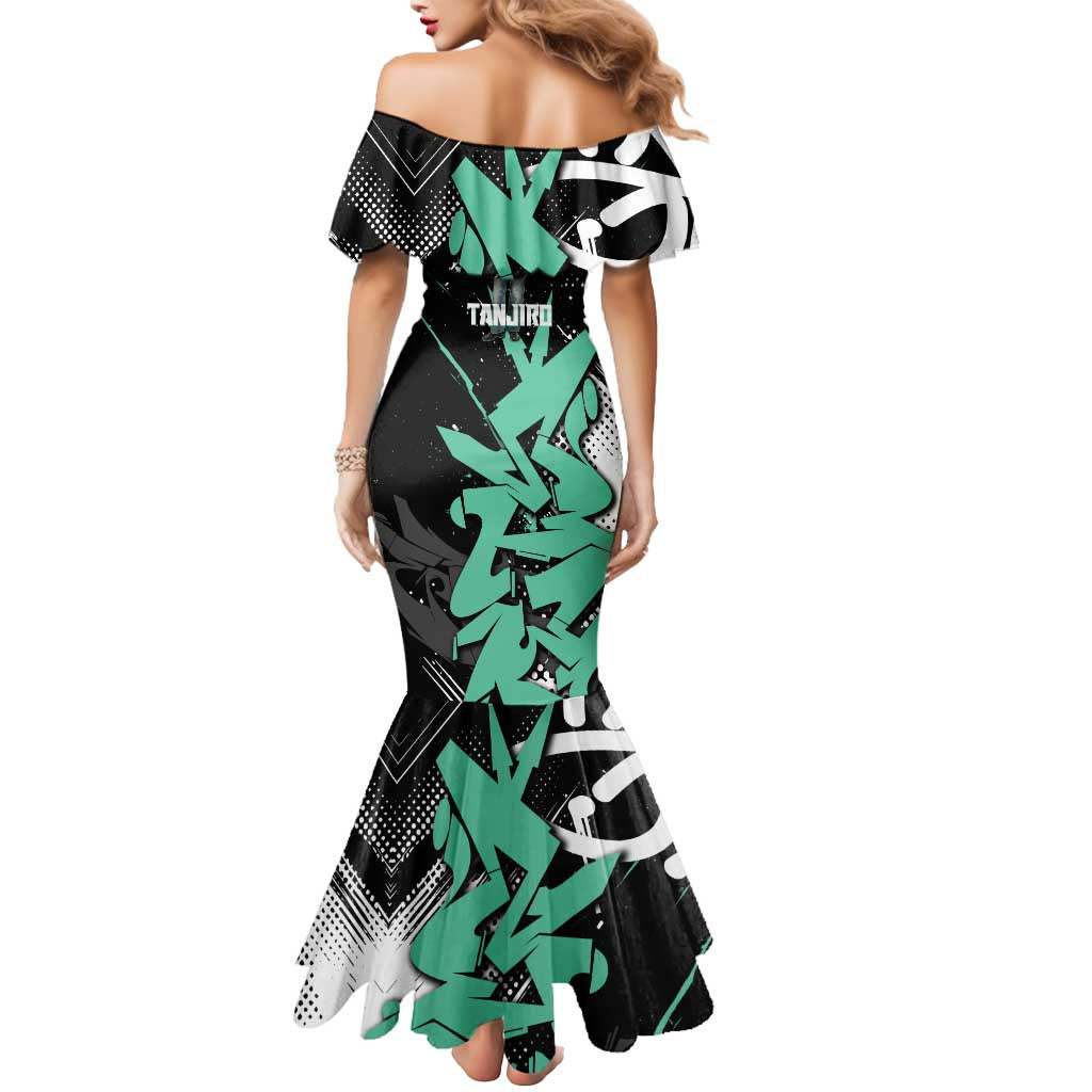 Kamado Tanjiro Demon Slayer Mermaid Dress Black Graffiti Anime Graphic