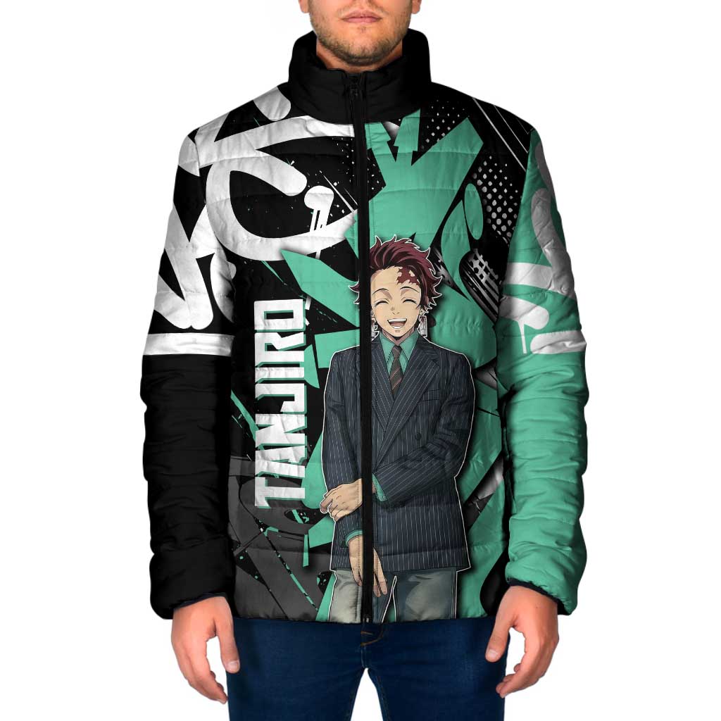 Kamado Tanjiro Demon Slayer Padded Jacket Black Graffiti Anime Graphic