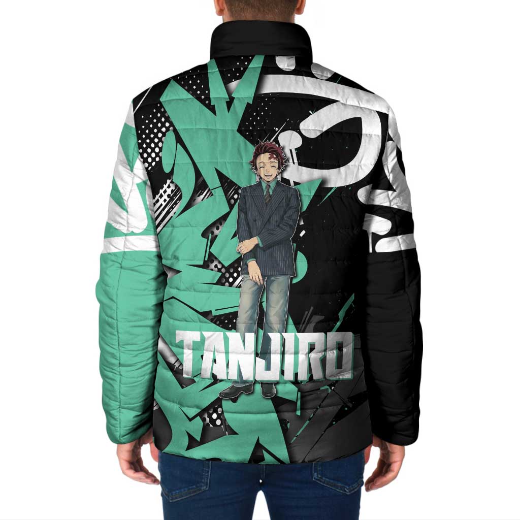 Kamado Tanjiro Demon Slayer Padded Jacket Black Graffiti Anime Graphic