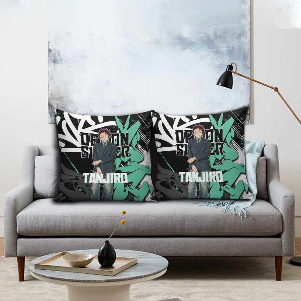 Kamado Tanjiro Demon Slayer Pillow Cover Black Graffiti Anime Graphic