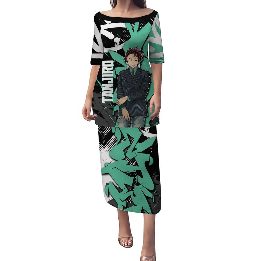 Kamado Tanjiro Demon Slayer Puletasi Black Graffiti Anime Graphic