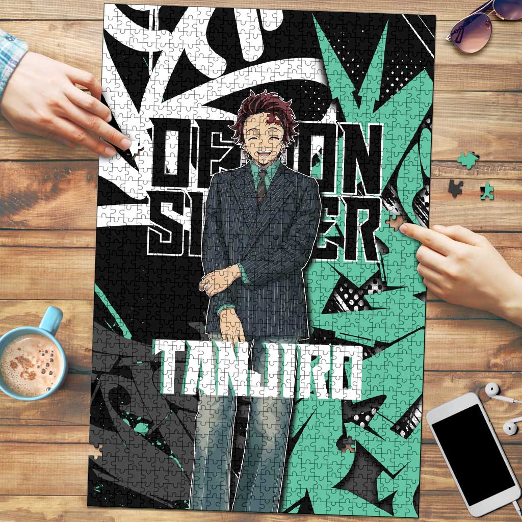 Kamado Tanjiro Demon Slayer Puzzle Black Graffiti Anime Graphic