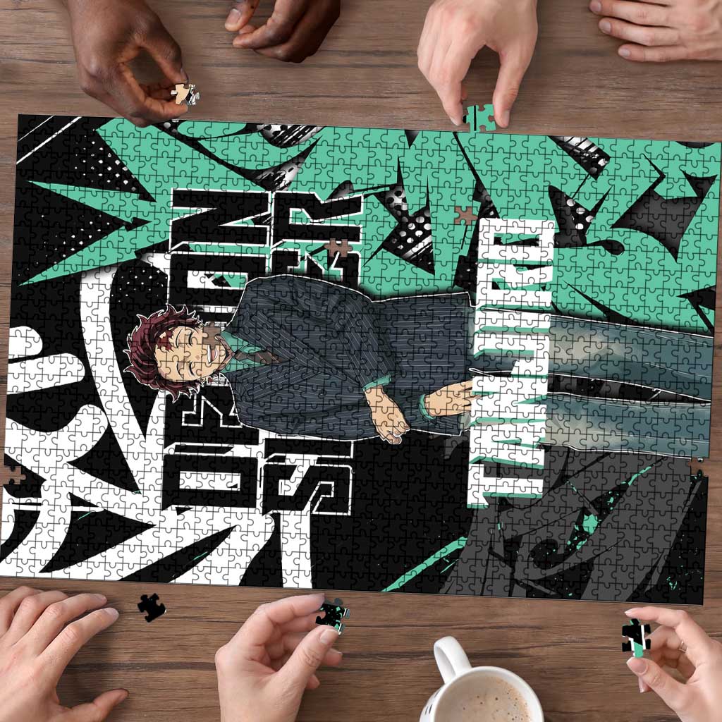 Kamado Tanjiro Demon Slayer Puzzle Black Graffiti Anime Graphic