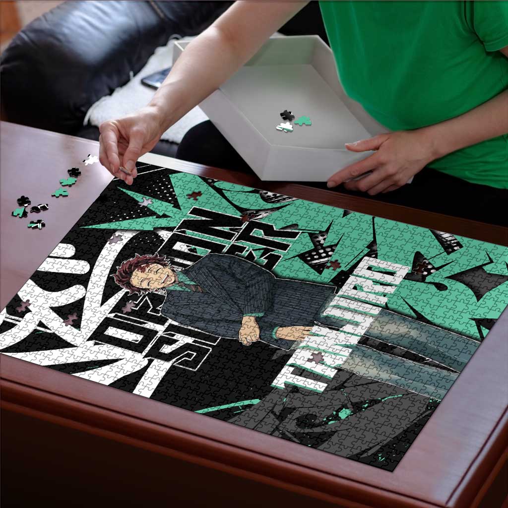 Kamado Tanjiro Demon Slayer Puzzle Black Graffiti Anime Graphic