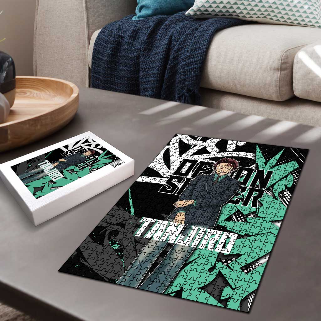 Kamado Tanjiro Demon Slayer Puzzle Black Graffiti Anime Graphic