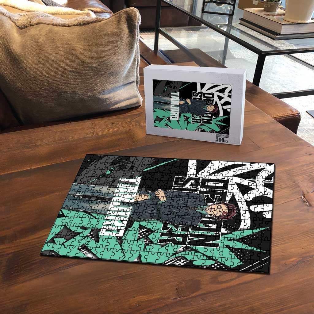 Kamado Tanjiro Demon Slayer Puzzle Black Graffiti Anime Graphic
