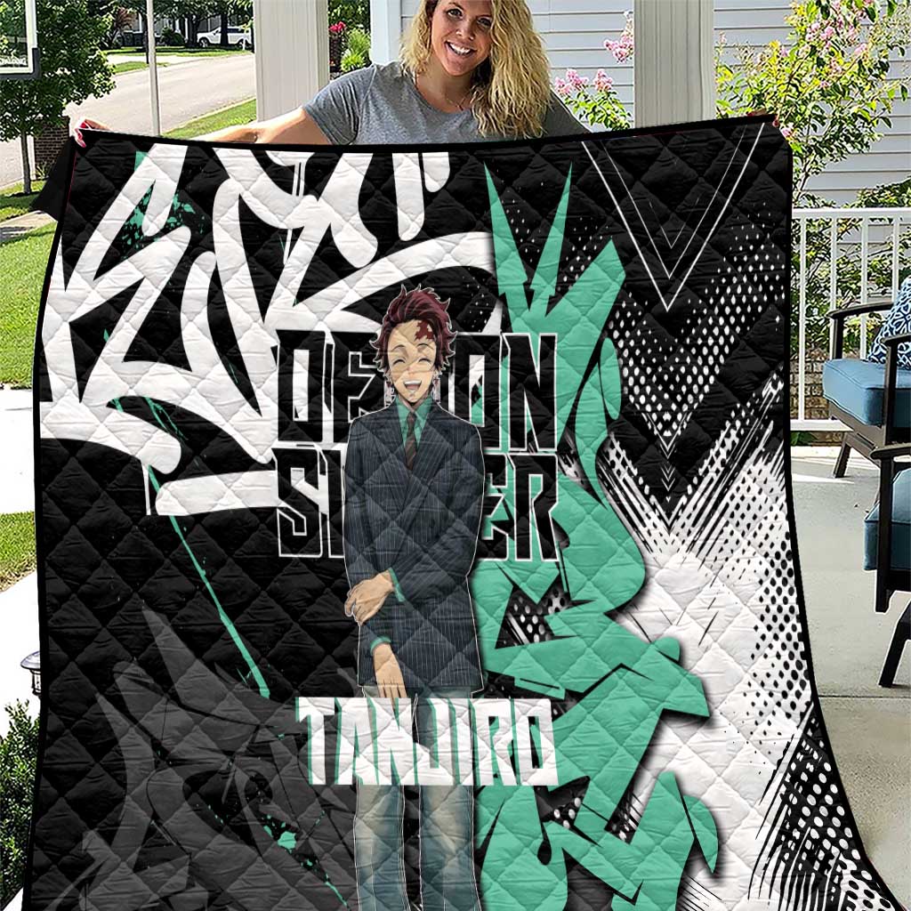 Kamado Tanjiro Demon Slayer Quilt Black Graffiti Anime Graphic