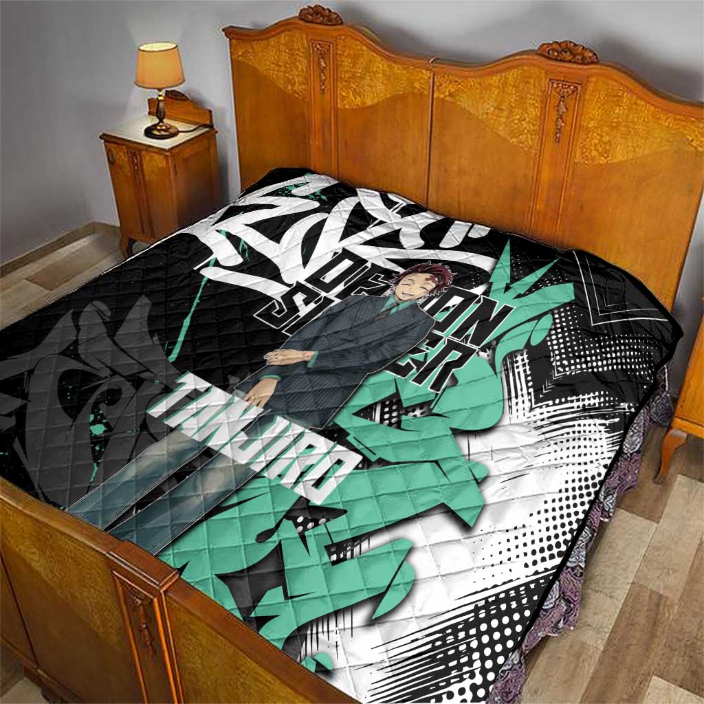 Kamado Tanjiro Demon Slayer Quilt Black Graffiti Anime Graphic