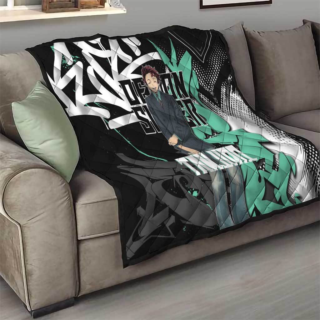 Kamado Tanjiro Demon Slayer Quilt Black Graffiti Anime Graphic