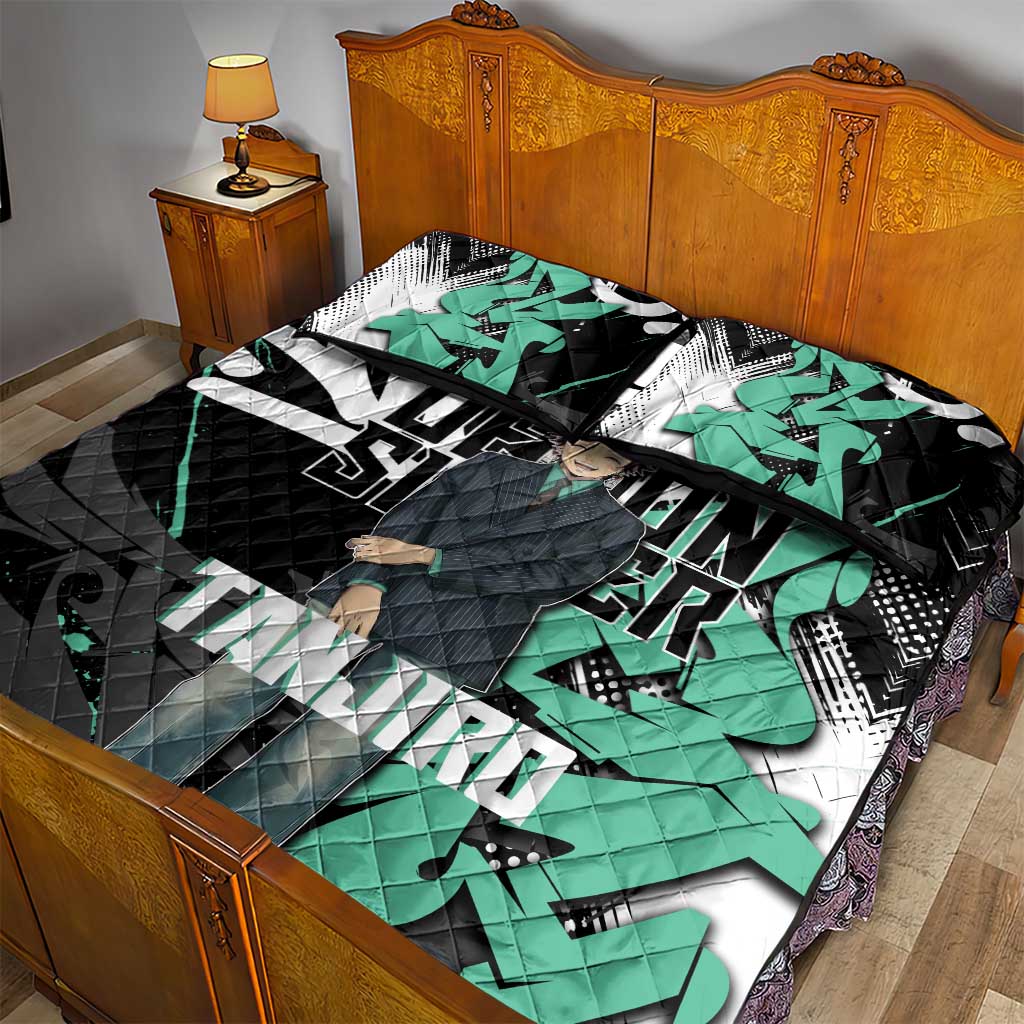 Kamado Tanjiro Demon Slayer Quilt Bed Set Black Graffiti Anime Graphic