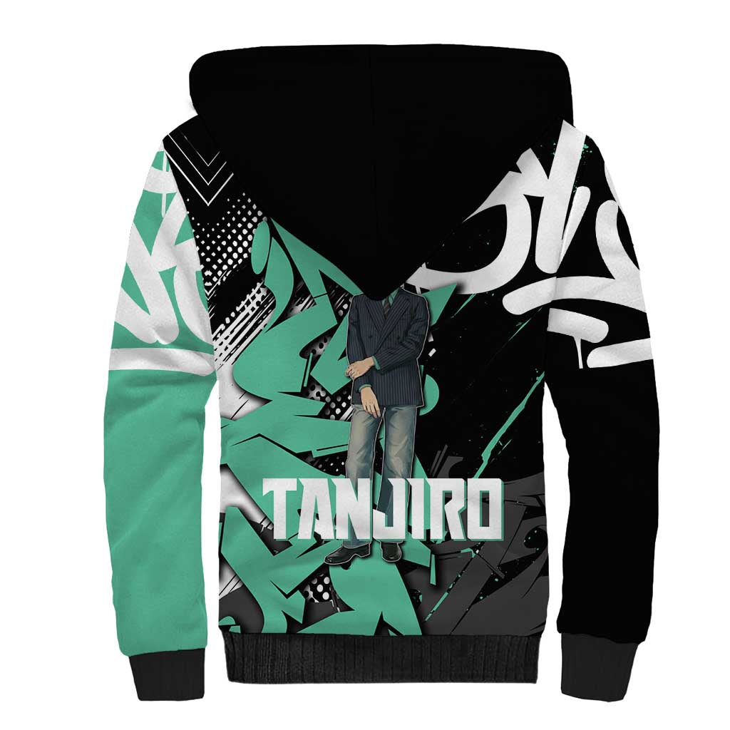 Kamado Tanjiro Demon Slayer Sherpa Hoodie Black Graffiti Anime Graphic