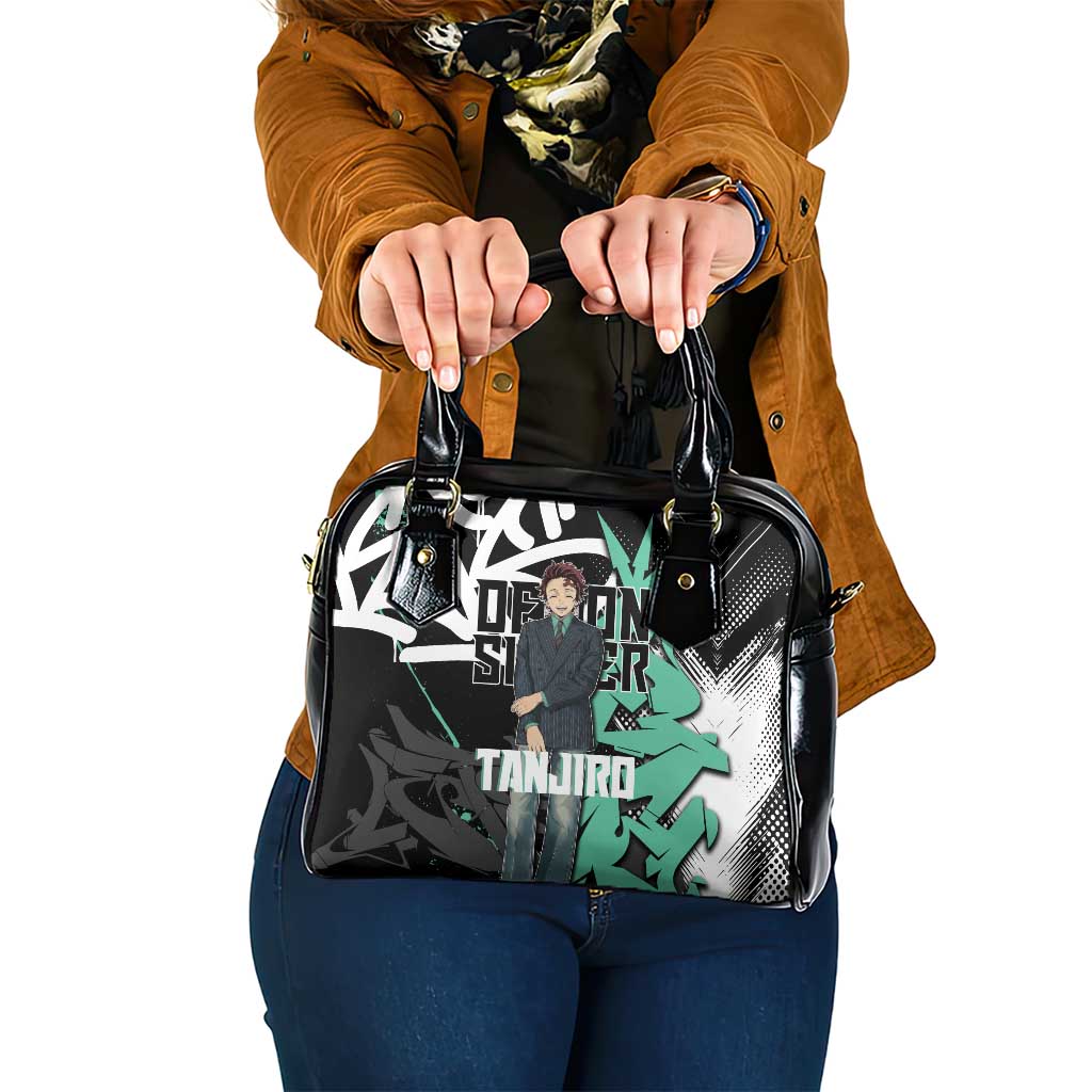 Kamado Tanjiro Demon Slayer Shoulder Handbag Black Graffiti Anime Graphic