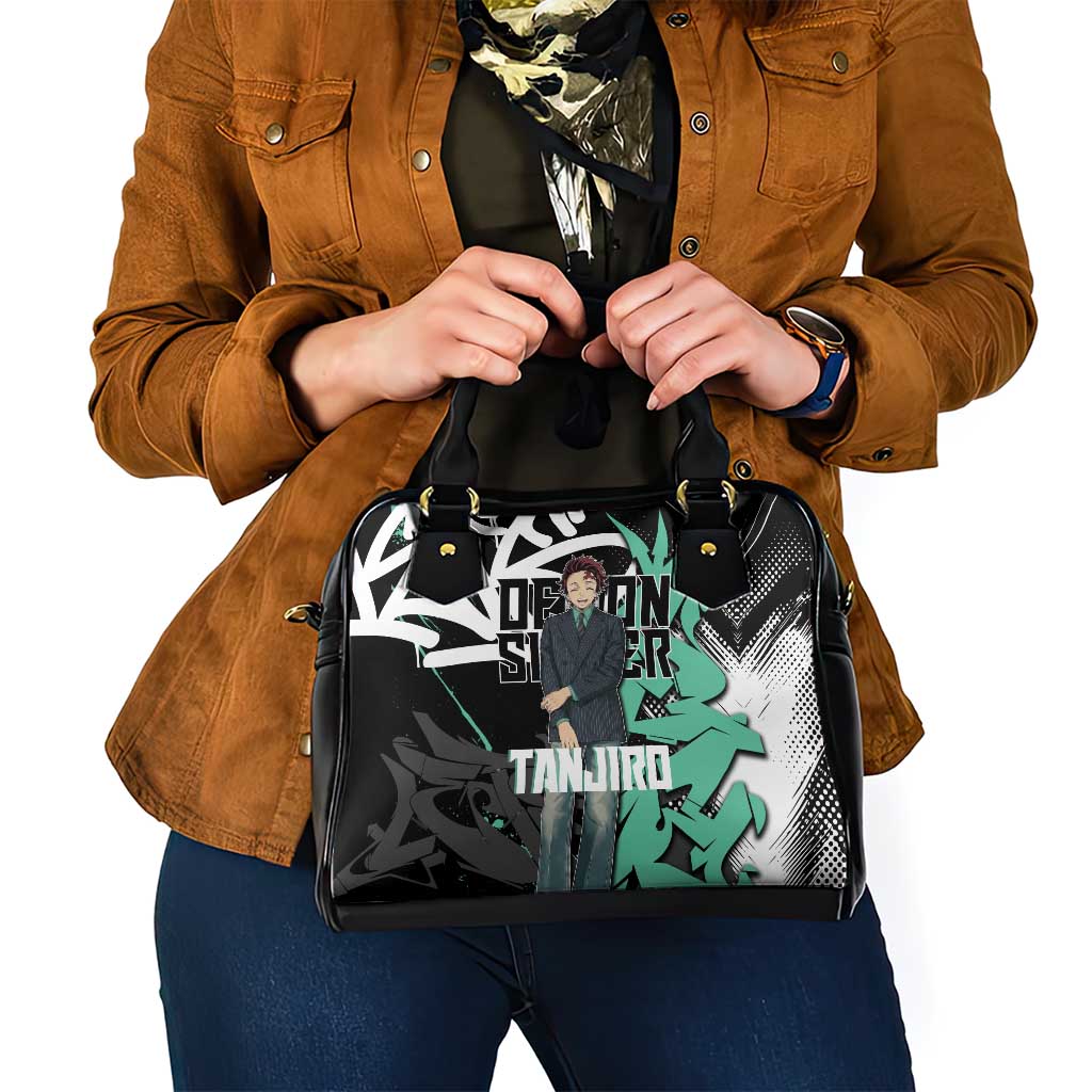 Kamado Tanjiro Demon Slayer Shoulder Handbag Black Graffiti Anime Graphic