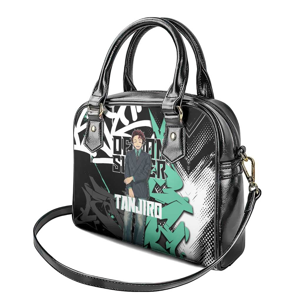 Kamado Tanjiro Demon Slayer Shoulder Handbag Black Graffiti Anime Graphic