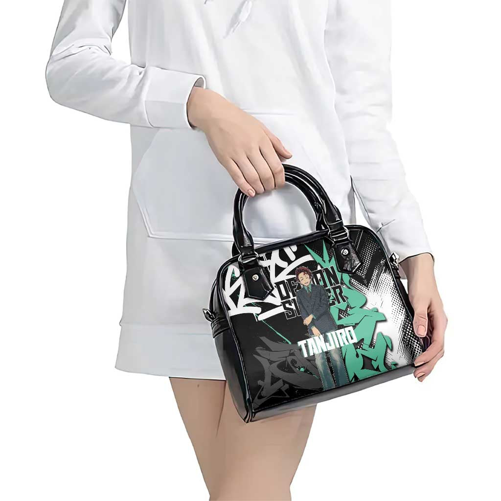 Kamado Tanjiro Demon Slayer Shoulder Handbag Black Graffiti Anime Graphic