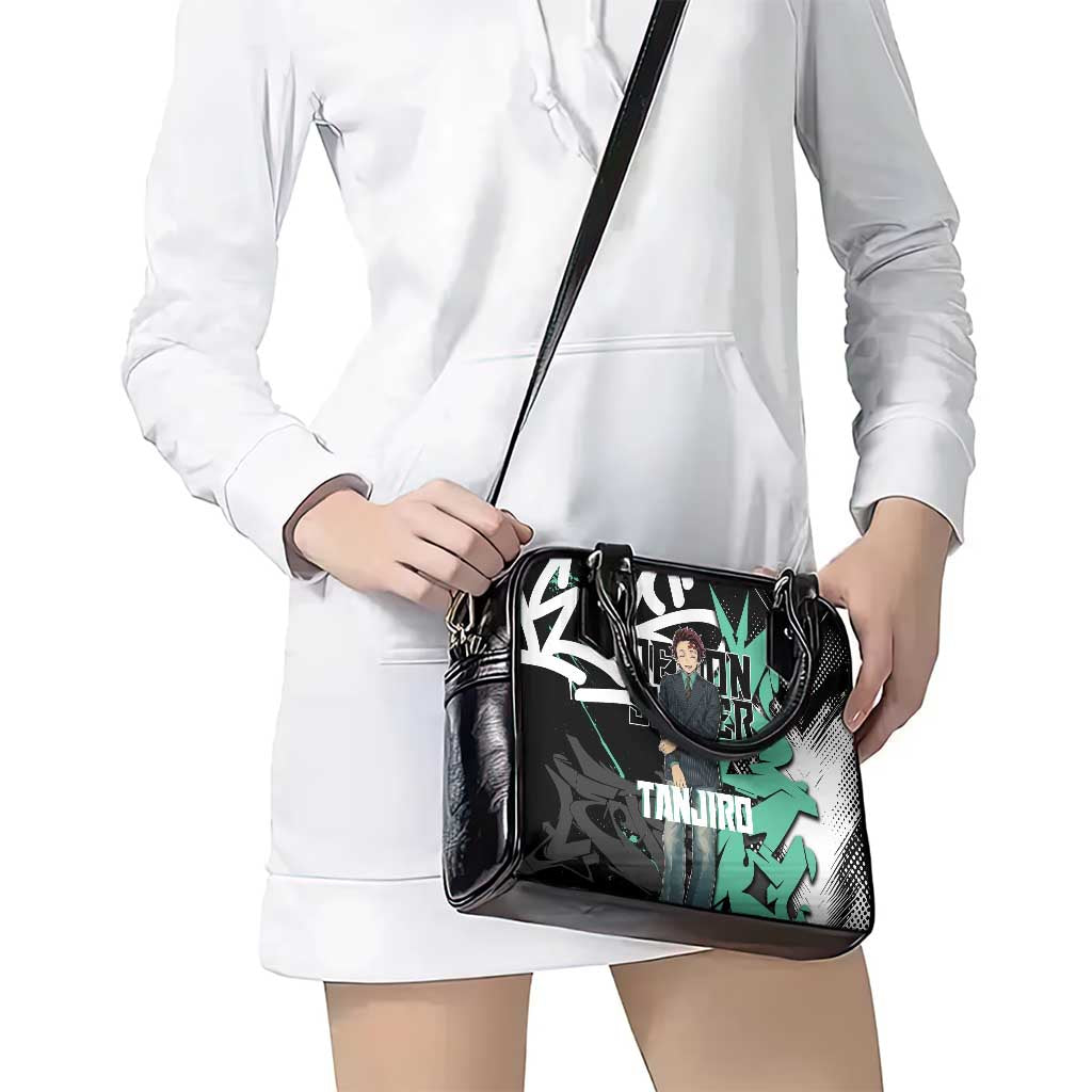 Kamado Tanjiro Demon Slayer Shoulder Handbag Black Graffiti Anime Graphic