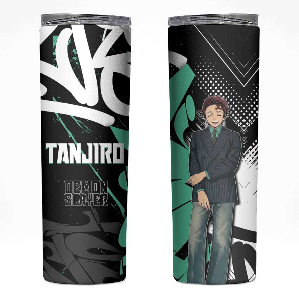 Kamado Tanjiro Demon Slayer Skinny Tumbler Black Graffiti Anime Graphic