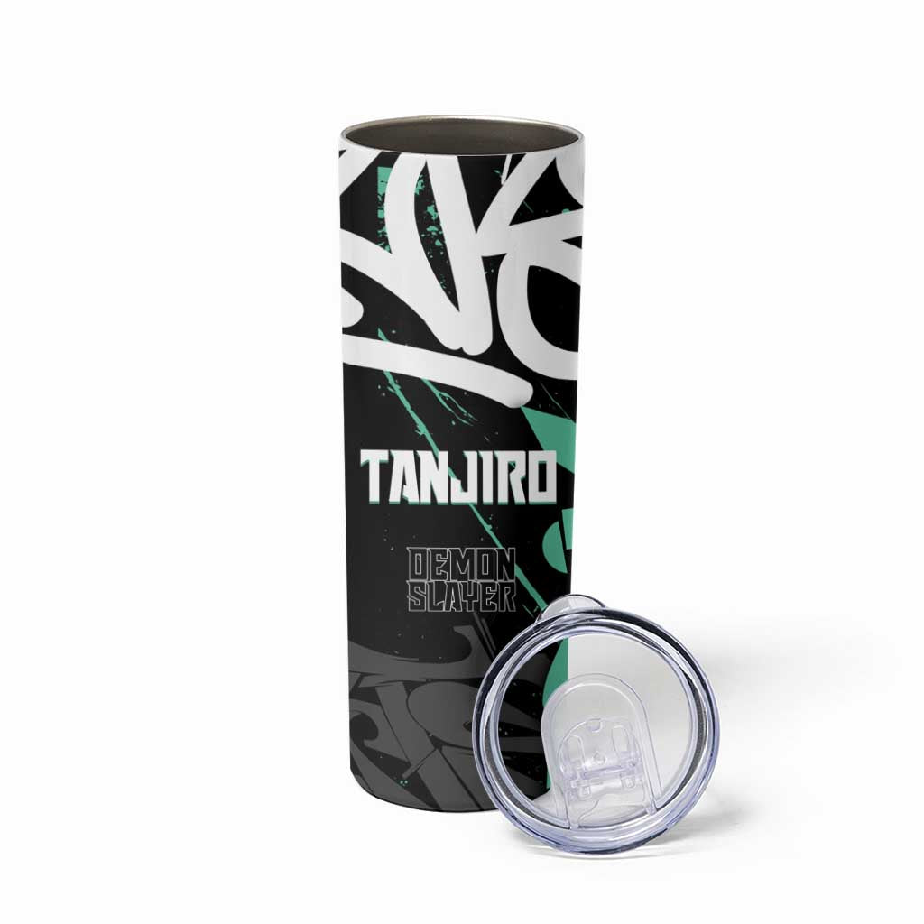 Kamado Tanjiro Demon Slayer Skinny Tumbler Black Graffiti Anime Graphic