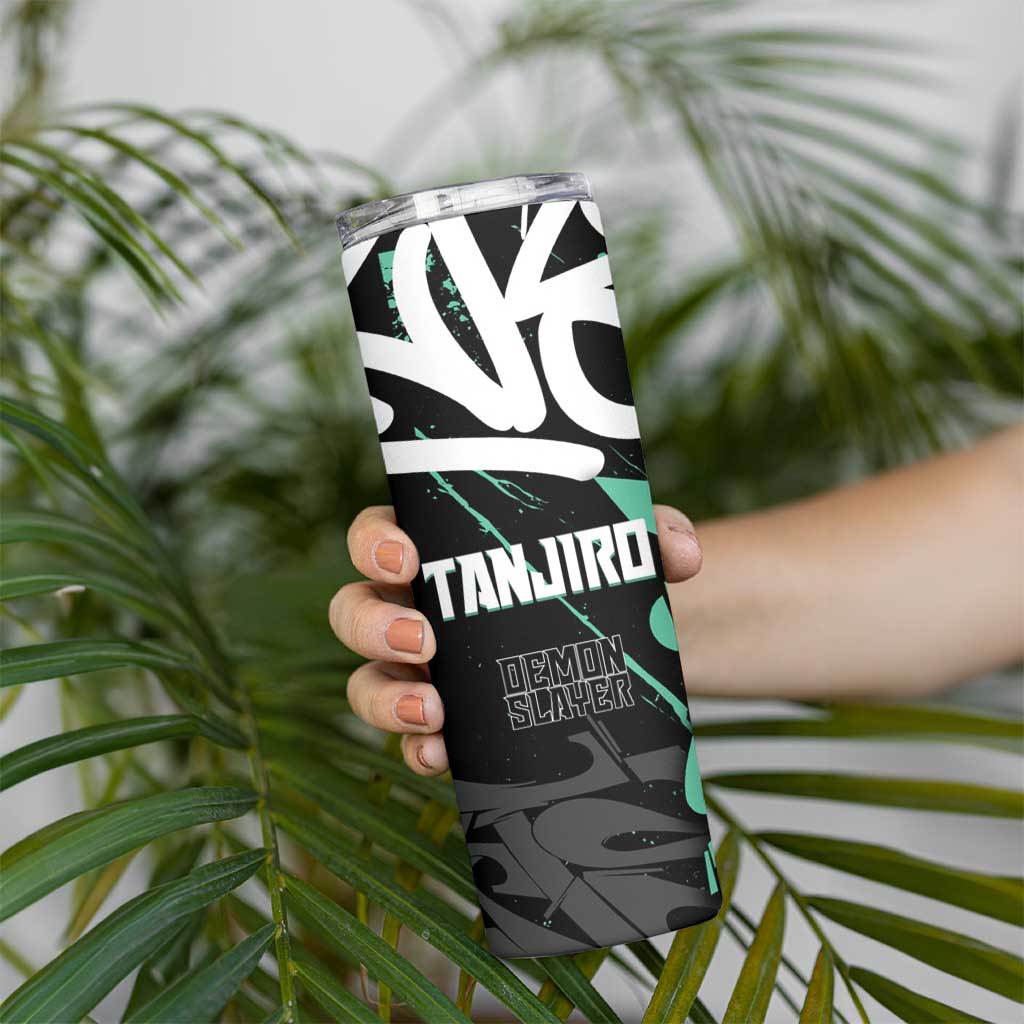 Kamado Tanjiro Demon Slayer Skinny Tumbler Black Graffiti Anime Graphic