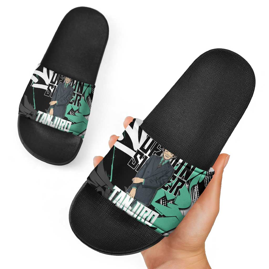 Kamado Tanjiro Demon Slayer Slide Sandals Black Graffiti Anime Graphic