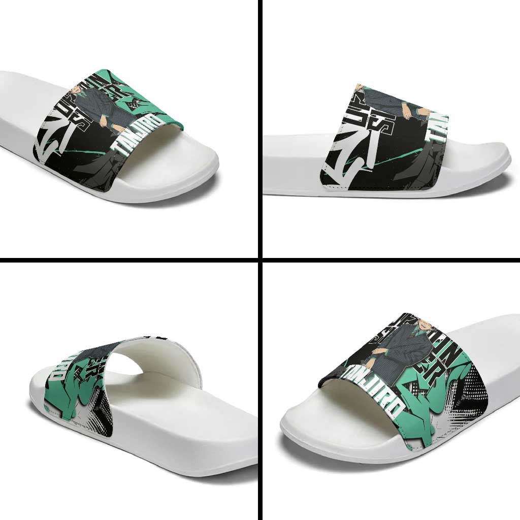 Kamado Tanjiro Demon Slayer Slide Sandals Black Graffiti Anime Graphic