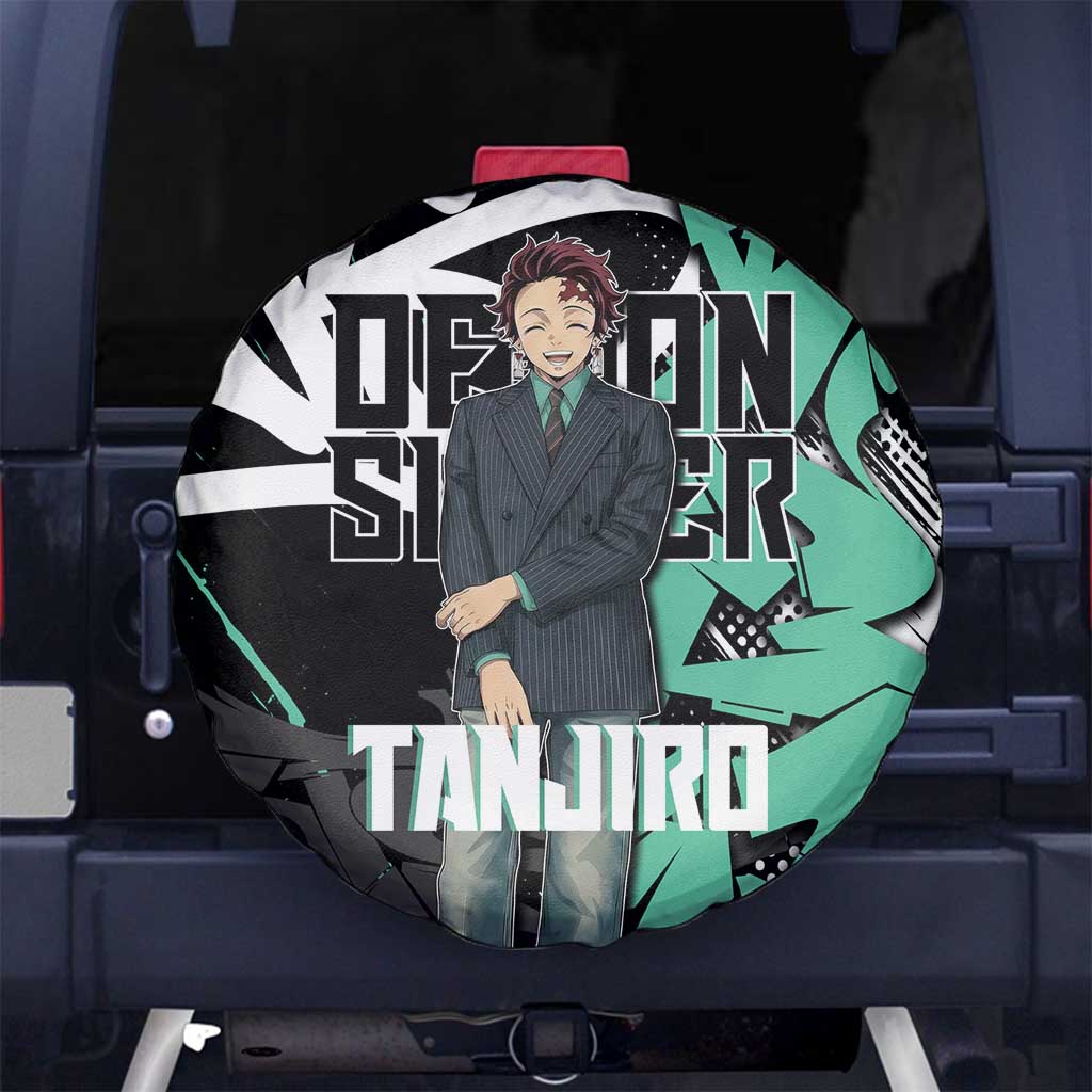 Kamado Tanjiro Demon Slayer Spare Tire Cover Black Graffiti Anime Graphic