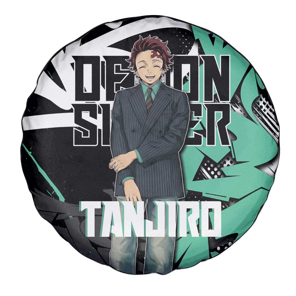Kamado Tanjiro Demon Slayer Spare Tire Cover Black Graffiti Anime Graphic