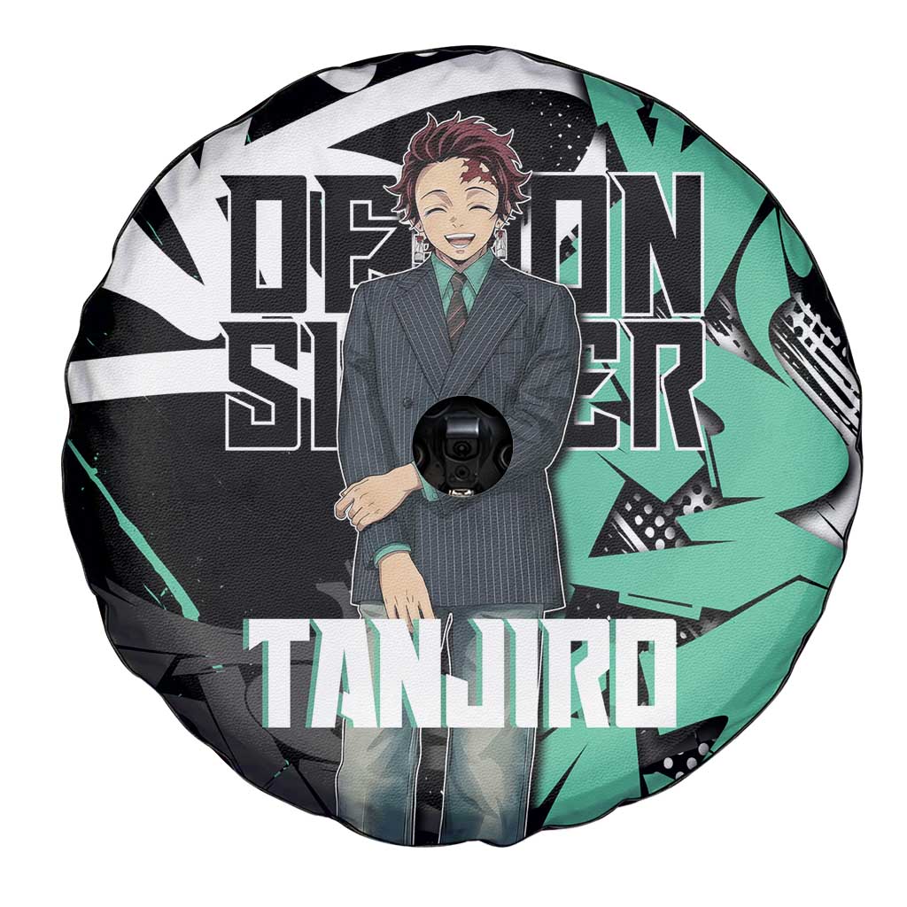 Kamado Tanjiro Demon Slayer Spare Tire Cover Black Graffiti Anime Graphic
