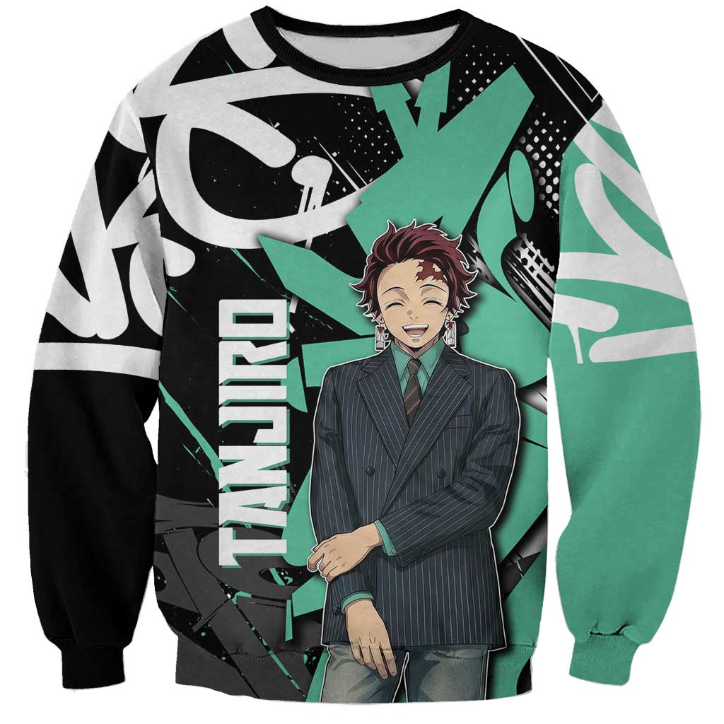 Kamado Tanjiro Demon Slayer Sweatshirt Black Graffiti Anime Graphic
