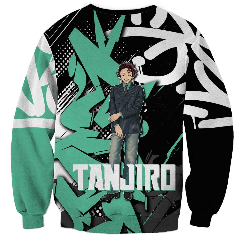 Kamado Tanjiro Demon Slayer Sweatshirt Black Graffiti Anime Graphic