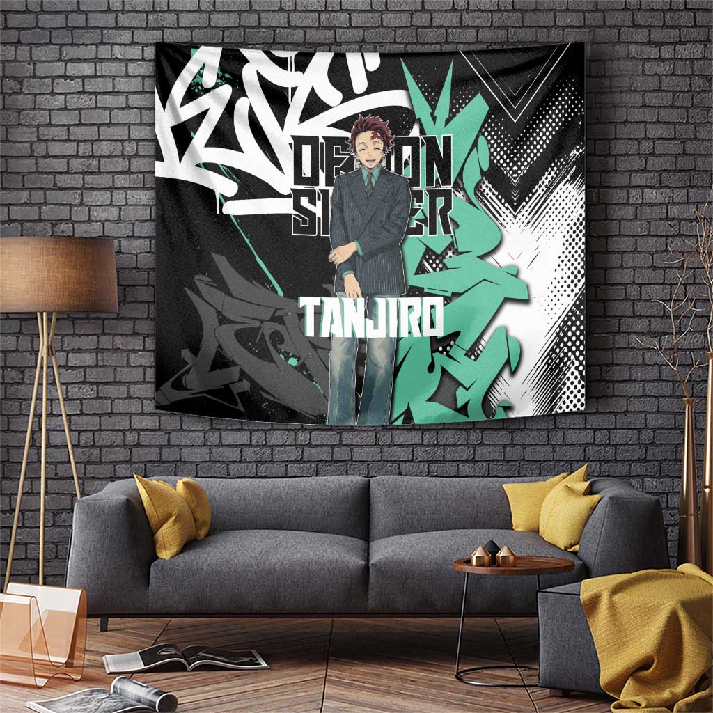 Kamado Tanjiro Demon Slayer Tapestry Black Graffiti Anime Graphic