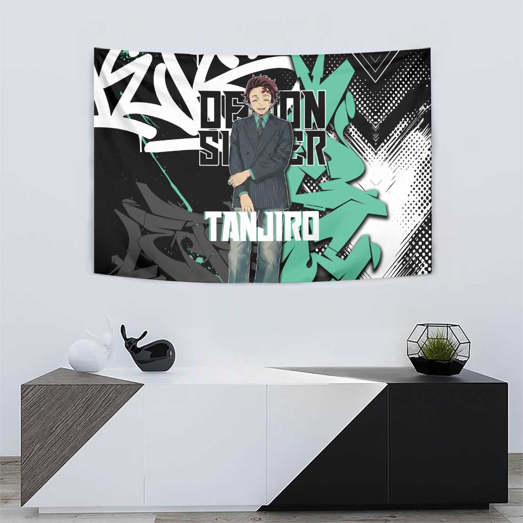 Kamado Tanjiro Demon Slayer Tapestry Black Graffiti Anime Graphic