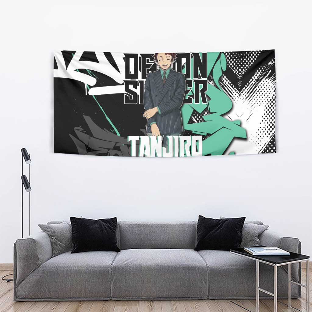 Kamado Tanjiro Demon Slayer Tapestry Black Graffiti Anime Graphic