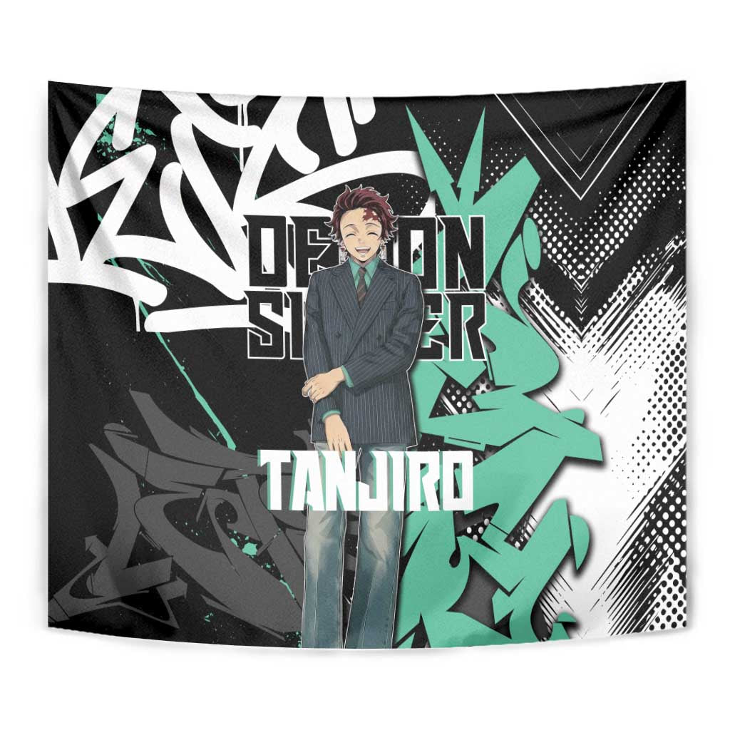 Kamado Tanjiro Demon Slayer Tapestry Black Graffiti Anime Graphic