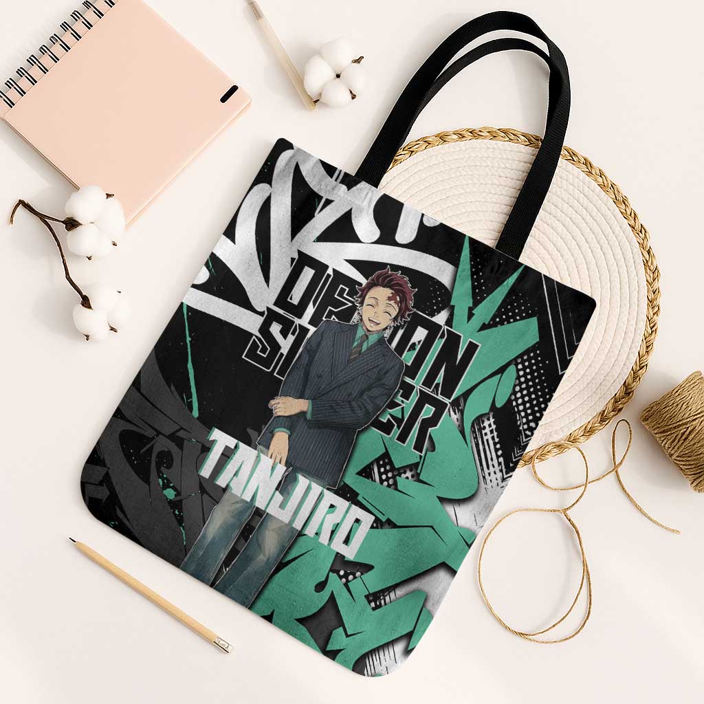 Kamado Tanjiro Demon Slayer Tote Bag Black Graffiti Anime Graphic