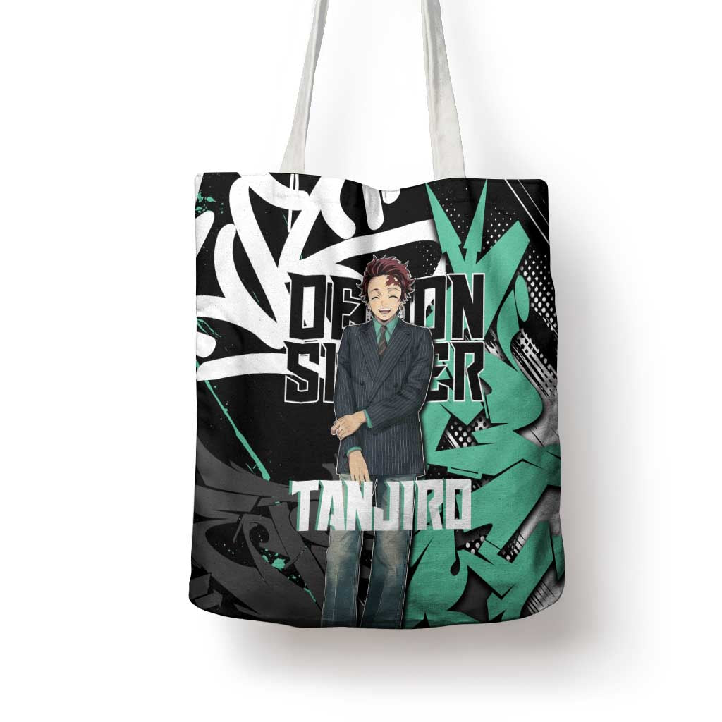 Kamado Tanjiro Demon Slayer Tote Bag Black Graffiti Anime Graphic