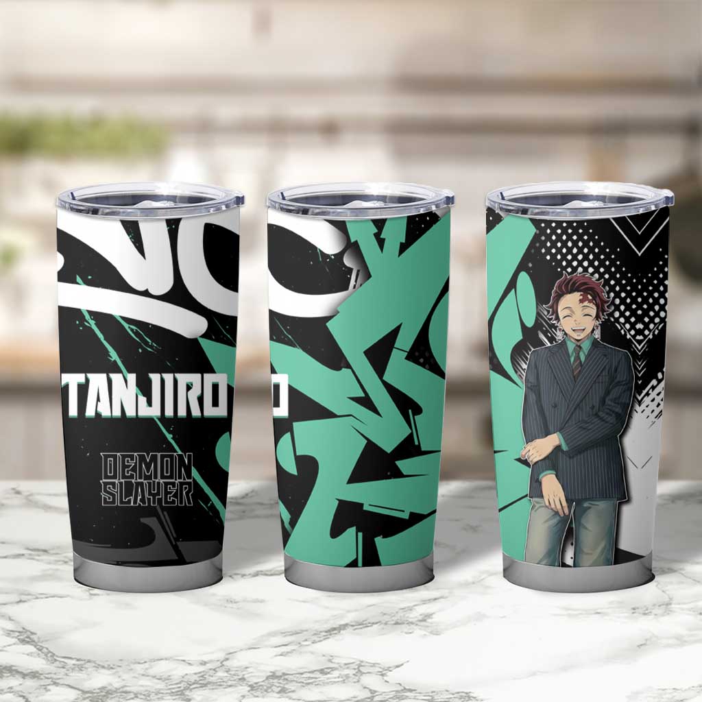 Kamado Tanjiro Demon Slayer Tumbler Cup Black Graffiti Anime Graphic