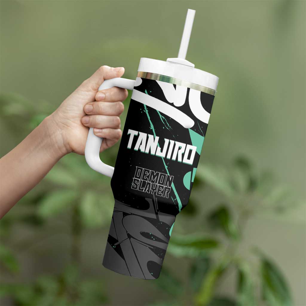 Kamado Tanjiro Demon Slayer Tumbler With Handle Black Graffiti Anime Graphic