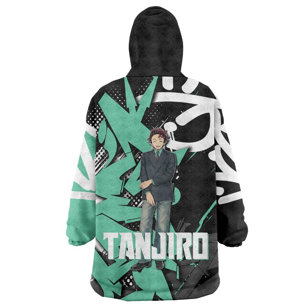 Kamado Tanjiro Demon Slayer Wearable Blanket Hoodie Black Graffiti Anime Graphic