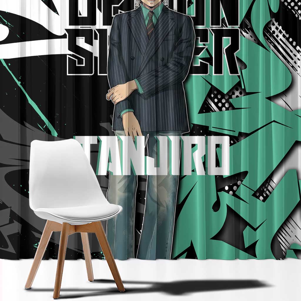 Kamado Tanjiro Demon Slayer Window Curtain Black Graffiti Anime Graphic