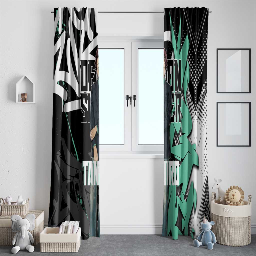 Kamado Tanjiro Demon Slayer Window Curtain Black Graffiti Anime Graphic